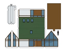 ocuklar iin hazr ev model maketi ablonu, paper craft model house